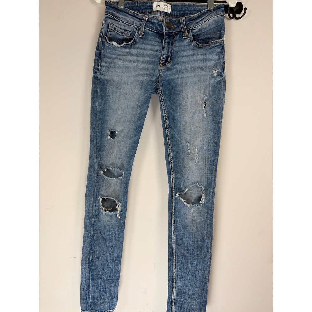 BKE Stella Low Rise Skinny Jeans Distressed Medium Wash 28 x 31.5
